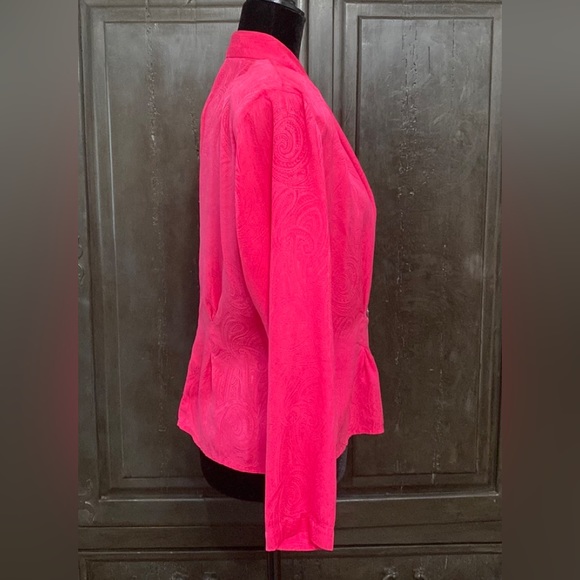 Vintage Collections by Michelle Stuart pink 100% Silk blouse- size Large - Picture 2 of 13